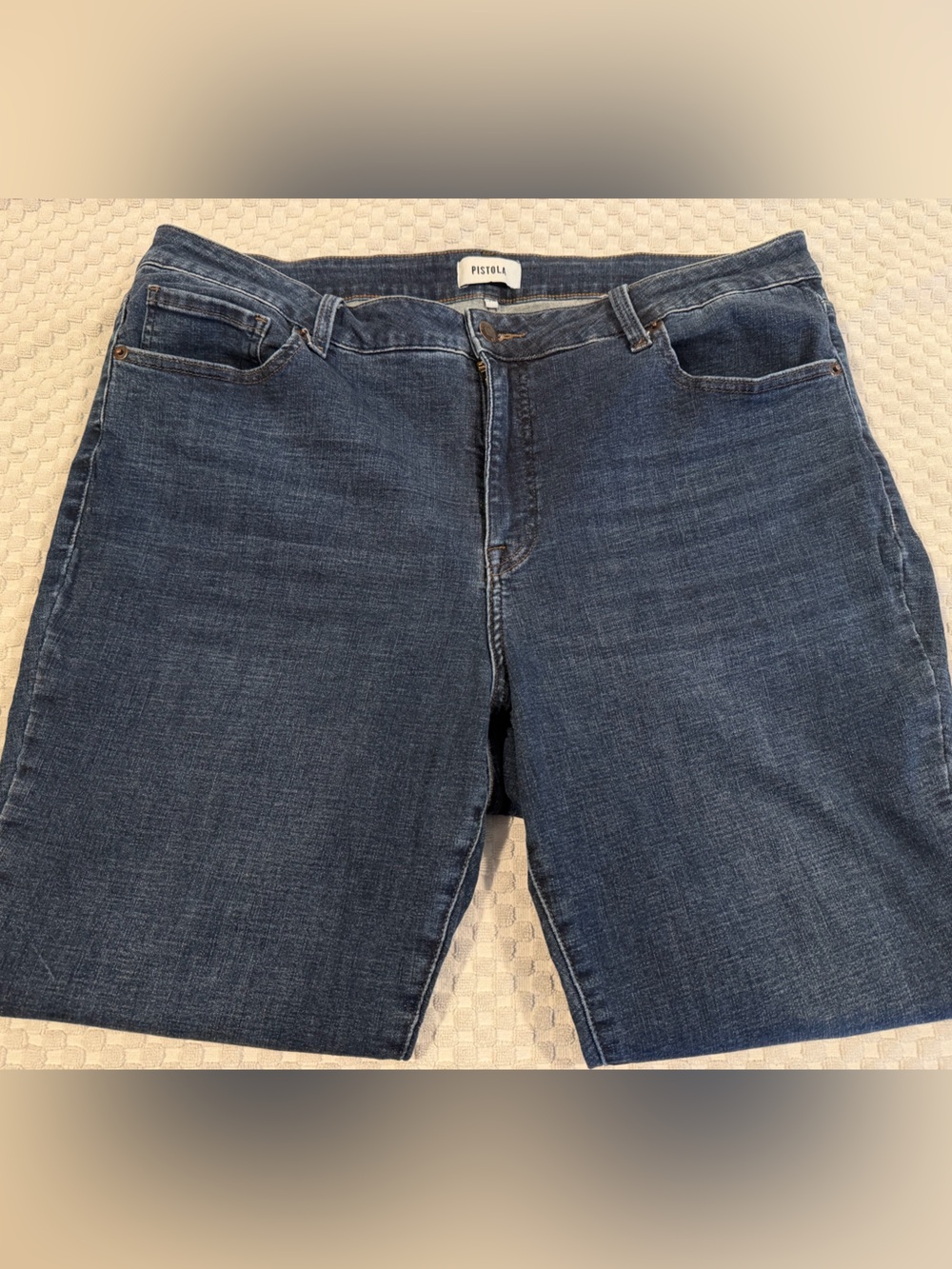 Pistola Denim Blue High-Rise Straight Jeans, Size 18w